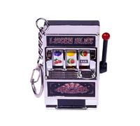 Pessrrtewg Mini Slot Machine Toy,Funny Money Coin Bank with Spinning Reels and Keychain,Realistic Slot Machine Jackpot with Lever Casino Game,for Creative Festival Birthday Cake Decor