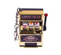 Pessrrtewg Mini Slot Machine Toy,Funny Money Coin Bank with Spinning Reels and Keychain,Realistic Slot Machine Jackpot with Lever Casino Game,for Creative Festival Birthday Cake Decor