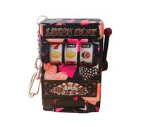Pessrrtewg Mini Slot Machine Toy,Funny Money Coin Bank with Spinning Reels and Keychain,Realistic Slot Machine Jackpot with Lever Casino Game,for Creative Festival Birthday Cake Decor