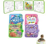 Pessrrtewg Montessori Mess-Free Water Coloring Book,2026 Reusable Water Painting Book,Montessori W-ater Coloring B-ook with Pen,Boost Focus,No Mess Painting & Reusable Fun,Christmas Drawing Gifts