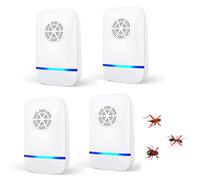 Pest Defence System, Ultrasonic Insect Repeller for Continuous Operation in Your Home Office, Energy-Efficient Electronic Pest Control (4 Packs)