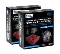 Pest Expert Formula 'B+' Advanced Rat & Mouse Killer Poison Bait Blocks Super Strength 600g (2 x 300g) - Premium Single Feed Brodifacoum, Strongest