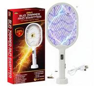 Pest Guard Electric Fly Swatter Racket - 2 In 1 Rechargeable Electric Fly Swatter & Zapper With Led Light, Usb Powered Flying Insect Control