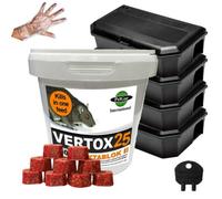 Pest O One Mouse Poison Bait Blocks With 4 Mouse Bait Boxes Fast Acting Kit Includes Vertox Oktablock-Ii 300G Tub Effective Mouse Killer