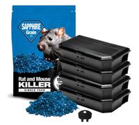 Pest O One Mouse Poison Blue Grain (6 X 25G) Maximum Strength Mice Killer Indoor & Outdoor Use Includes 4 Bait Boxes With Security Key