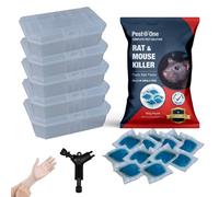 Pest O One Pasta Bait Mouse Poison 150G (15X10G Blue Pasta Sachets) With 5 Tamper Resistant Bait Stations Lockable Mouse Bait Box Kills Mice