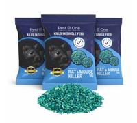 Pest O One Rat & Mouse Poison Blue Grain - Kills In Single Feed Stongest Maximum Strength Rodent Killer For All Weather 150G (3 X 50G)
