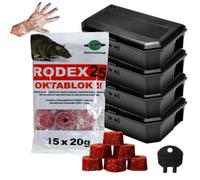 Pest O One Rodex Oktablock-Ii 300G With 4 Mouse Poison Bait Box Single Feed Fast Acting Mouse Killer Wax Block Bait For Mice Control