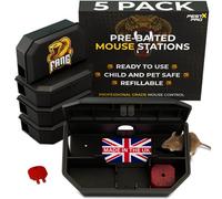 Pest X Pro Fang Pre Baited Mouse Bait Stations 5 Pack - Secure Indoor And Outdoor Use - Pre Baited Mouse Boxes For Rodent Control