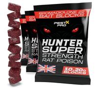 Pest X Pro Hunter - Rat Poisoning Super Strength, 3 200 g Sachets, Professional Rat & Mouse Killer Bait, Indoor & Outdoor Rodent Control with Broma
