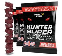 Pest X Pro Hunter - Rat Poisoning Super Strength, 3 × 600 g Sachets, Professional Rat & Mouse Killer Bait, Indoor & Outdoor Rodent Control with Bromadiolone