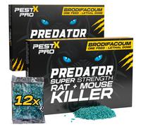Pest X Pro Pest-X Pro Predator Single-Feed Rat & Mouse Poison Sachets (2 Pack) Super-Strength Brodifacoum For Indoor & Outdoor Use