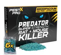 Pest X Pro Pest-X Pro Predator Single-Feed Rat & Mouse Poison Sachets - Super-Strength Brodifacoum Rodent Killer For Indoor & Outdoor Use