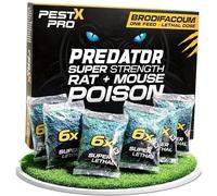 Pest X Pro Predator Rat Poisoning Super Strength - 6 Pack - Powerful Single Feed Rat Killer & Mouse Poison - Brodifacoum Bait in Easy To Use Sachets - Indoor & Outdoor Rodent Control