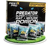 Pest X Pro Predator Rat Poisoning Super Strength - 6 Pack - Powerful Single Feed Rat Killer & Mouse Poison - Brodifacoum Bait in Easy To Use Sachets