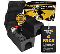 Pest X Pro Shadow Rat Trap Box 4 Pack Heavy Duty, Reusable Rodent Trap Stations For Indoor & Outdoor Use