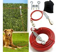 Aerial Dog Tie Out Trolley System Dog Run Cable 100 ft Dog Zipline with 10ft Dog Runner Cable for Yard Camping Outside Durable & Strong Tie Out Cable Great for Large Medium Small Dogs Up to 125 lbs