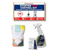 PestBuddy Starter DIY Flea Control Kit - Pesticide-Free, with Organisect Spray, Diatomaceous Earth Powder & Nitrile Gloves - Great for Carpets and Pet Areas