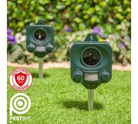 Pestbye Ultrasonic Cat Repellent Dog Fox Pest Battery Scarer Repeller Pack of 2