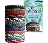 Pestects Mosquito Repellent Bracelet 12 Pack Adjustable Leather Deet-free Natural Insect Mosquito Bands For Adults