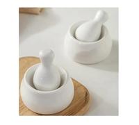 Pestle and Mortar Set Ceramic Mortar And Pestle Set For Grinding Spices Herbs And More Kitchen Decor Essential sturdy Herb Grinder Pill Crusher(White-2pcs)