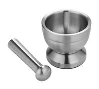 Pestle and Mortar Set, Stainless Steel Portable Manual Garlic Mortar Pestle Grinder Silver