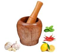 Pestle & Mortar Set, Garlic Herb Spice Coffee Beans Mixing Grinder Crusher, Wooden Manual Garlic Masher, Garlic Crusher, Ginger Crusher, Masher Mincing Kitchen Pounding Tool