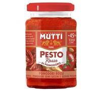 Mutti Pesto Rosso Pomodori Rossi Red Tomato Pesto Pasta Sauce 100% Italian Tomato Glass 180 g Seasoning Sauces with Almonds, Tomatoes, Dried Seeds and Grana Padano