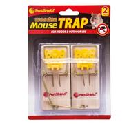 Pestshield Wooden Mouse Trap | Fast and Effective Classic Style Bait Traps | Indoor & Outdoor Use for Catching Mice (2 Pack)