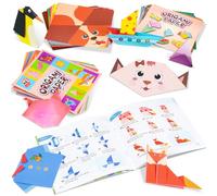 Pesutei 288 Sheets Origami Paper, Origami Set for Kids 6-12 with Guiding Book, 188 Sheets Patterns (Animals, Prints, Daily Items),100 Solid-Colored Origami, DIY Art and Craft Paper for Kids