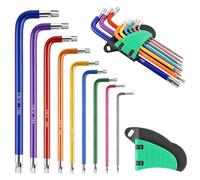 pesutei 9Pcs Torx Key Set, T10-T50 Color Coding Star Allen Key Set | Anti-Slip Long Arm