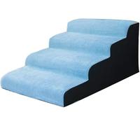 Pet 4-steps for Hold Up 90kg Large Medium Small Dogs for Tall Bed Couch, Pets Ramp Ladder with Corduroy Soft Non-slip Cover