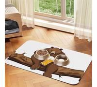 Pet Absorbent Leather Tablecloth Bear Working Printed Dog Food Mat Pet Feeding Mat Anti-Slip Pet Bowl Pad Pets Placemats for Dogs Cats