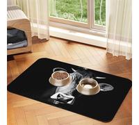 Pet Absorbent Leather Tablecloth Black and White Cow Printed Dog Food Mat Pet Feeding Mat Anti-Slip Pet Bowl Pad Pets Placemats for Dogs Cats