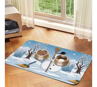 Pet Absorbent Leather Tablecloth Christmas Printed Dog Food Mat Pet Feeding Mat Anti-Slip Pet Bowl Pad Pets Placemats for Dogs Cats