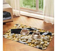 Pet Absorbent Leather Tablecloth Cinema Movie Clapboard and Popcorn Printed Dog Food Mat Pet Feeding Mat Anti-Slip Pet Bowl Pad Pets Placemats for Dogs Cats
