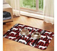 Pet Absorbent Leather Tablecloth Cow Deer Tree Christmas Printed Dog Food Mat Pet Feeding Mat Anti-Slip Pet Bowl Pad Pets Placemats for Dogs Cats