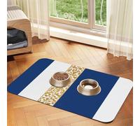 Pet Absorbent Leather Tablecloth Gold Blue White Printed Dog Food Mat Pet Feeding Mat Anti-Slip Pet Bowl Pad Pets Placemats for Dogs Cats