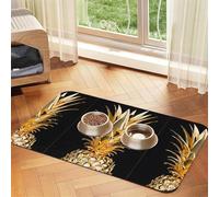 Pet Absorbent Leather Tablecloth Gold Pineapple Printed Dog Food Mat Pet Feeding Mat Anti-Slip Pet Bowl Pad Pets Placemats for Dogs Cats