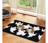 Pet Absorbent Leather Tablecloth Halloween Goth Printed Dog Food Mat Pet Feeding Mat Anti-Slip Pet Bowl Pad Pets Placemats for Dogs Cats