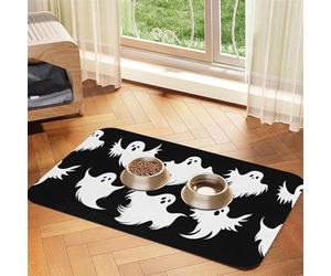 Pet Absorbent Leather Tablecloth Halloween Goth Printed Dog Food Mat Pet Feeding Mat Anti-Slip Pet Bowl Pad Pets Placemats for Dogs Cats