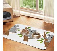 Pet Absorbent Leather Tablecloth Hugging Tree Koala Printed Dog Food Mat Pet Feeding Mat Anti-Slip Pet Bowl Pad Pets Placemats for Dogs Cats