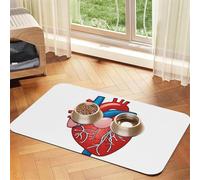 Pet Absorbent Leather Tablecloth Human Anatomy Heart Chart Printed Dog Food Mat Pet Feeding Mat Anti-Slip Pet Bowl Pad Pets Placemats for Dogs Cats