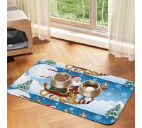 Pet Absorbent Leather Tablecloth Merry Christmas Pattern Printed Dog Food Mat Pet Feeding Mat Anti-Slip Pet Bowl Pad Pets Placemats for Dogs Cats