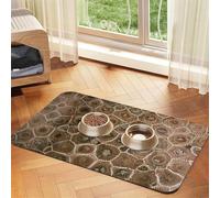 Pet Absorbent Leather Tablecloth Petoskey Stone Printed Dog Food Mat Pet Feeding Mat Anti-Slip Pet Bowl Pad Pets Placemats for Dogs Cats