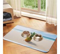 Pet Absorbent Leather Tablecloth Pineapple by The Sea Printed Dog Food Mat Pet Feeding Mat Anti-Slip Pet Bowl Pad Pets Placemats for Dogs Cats