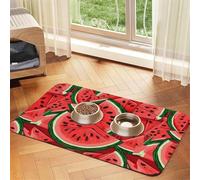 Pet Absorbent Leather Tablecloth Red Watermelon Printed Dog Food Mat Pet Feeding Mat Anti-Slip Pet Bowl Pad Pets Placemats for Dogs Cats