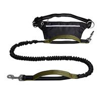 pet accessories Hands- Free Dog Leash With Waist Bag Reflective Jogging Dogs Traction Rope Extendable Bungee Dog Dog Leash(Army Green)