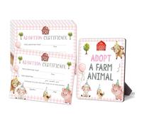 Pet Adoption Certificates, Adopt A Pet Certificate for Kids, Farm Themed Adoption Decorations Card, Animals Party Favors Supplies, 10 Cards with A Stand Adoption Sign, 05
