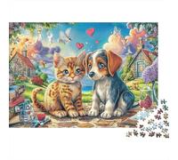 Pet Adventure 1000 Piece Precision-cut Pieces Kitten & Puppy Puzzle Lovers Gift Stress Relief Puzzle Family Game Night Limited Edition 38x26cm/1000pcs